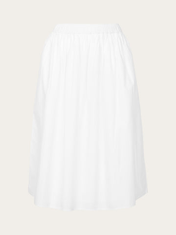 KnowledgeCotton Apparel - WMN Poplin elastic waist skirt Skirts 1010 Bright White