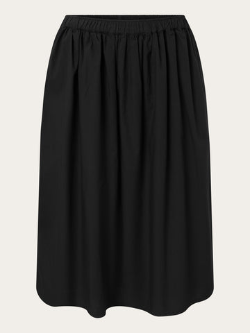KnowledgeCotton Apparel - WMN Poplin elastic waist skirt Skirts 1300 Black Jet