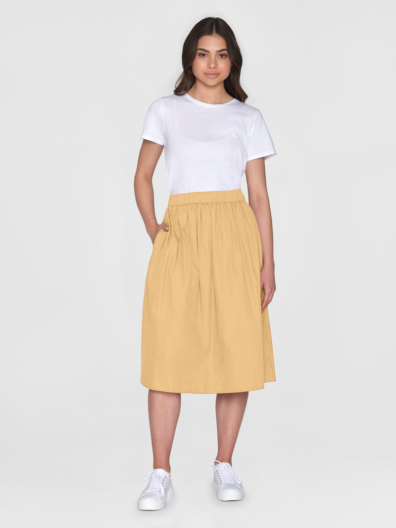 KnowledgeCotton Apparel - WMN Poplin elastic waist skirt Skirts 1352 Impala