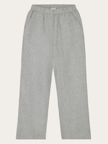 KnowledgeCotton Apparel - WMN Posey wide linen pants Pants 1496 Ultimate Grey - Yarndyed