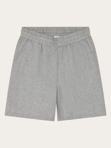 KnowledgeCotton Apparel - WMN Posey wide linen shorts Shorts 1496 Ultimate Grey - Yarndyed