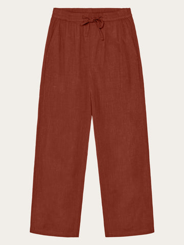 KnowledgeCotton Apparel - WMN Posey wide satin pants Pants 1488 Burnt Brick