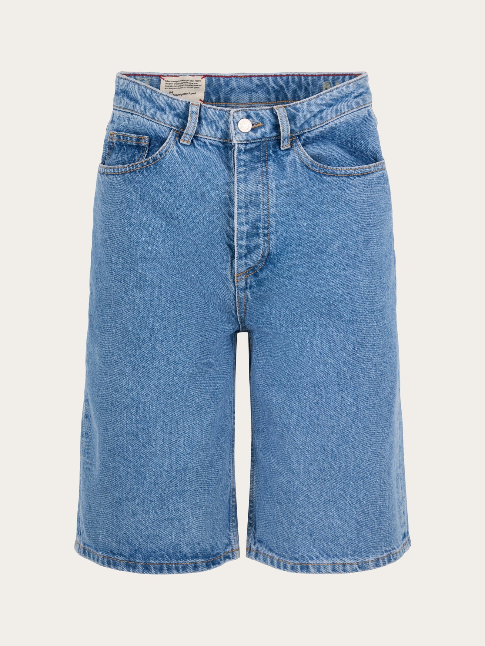 REBORN ALLY high waist bermuda denim shorts Bleached Stonewash
