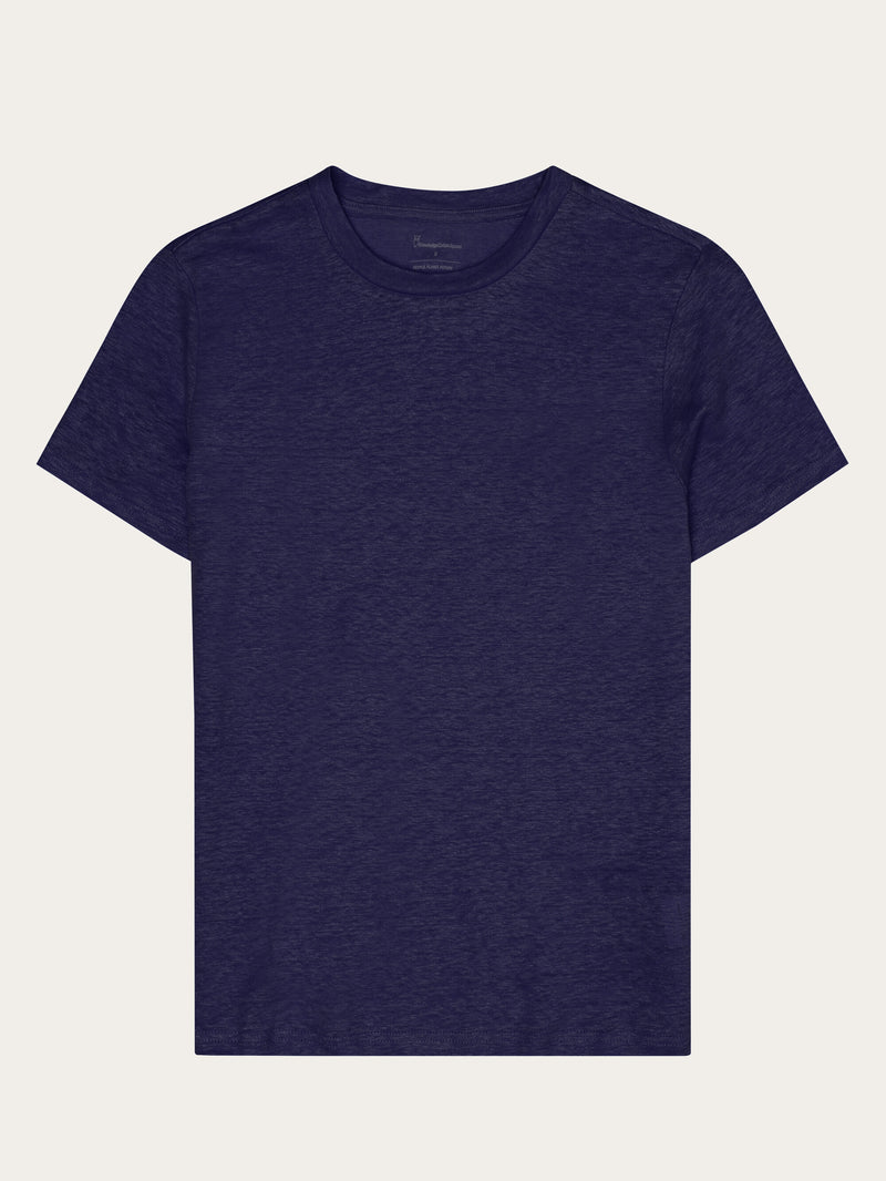 KnowledgeCotton Apparel - WMN Reg linen t-shirt T-shirts 1001 Total Eclipse