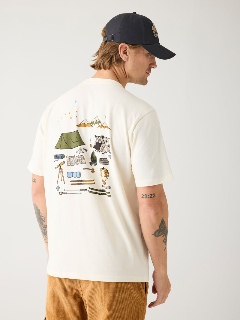 KnowledgeCotton Apparel - MEN Regenerative Organic Cotton Back Print T-Shirt GOTS T-shirts 1387 Egret