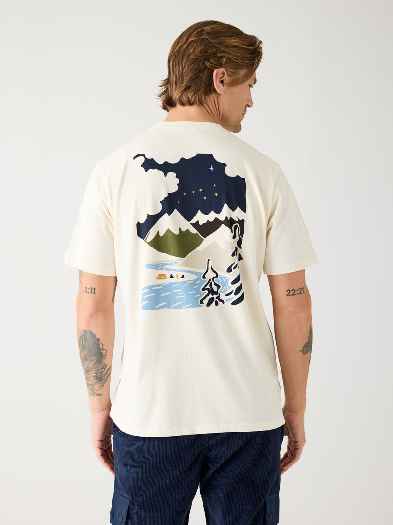 KnowledgeCotton Apparel - MEN Regenerative Organic Cotton Back Print T-Shirt GOTS T-shirts 1387 Egret