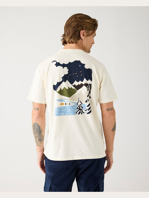 KnowledgeCotton Apparel - MEN Regenerative Organic Cotton Back Print T-Shirt GOTS T-shirts 1387 Egret
