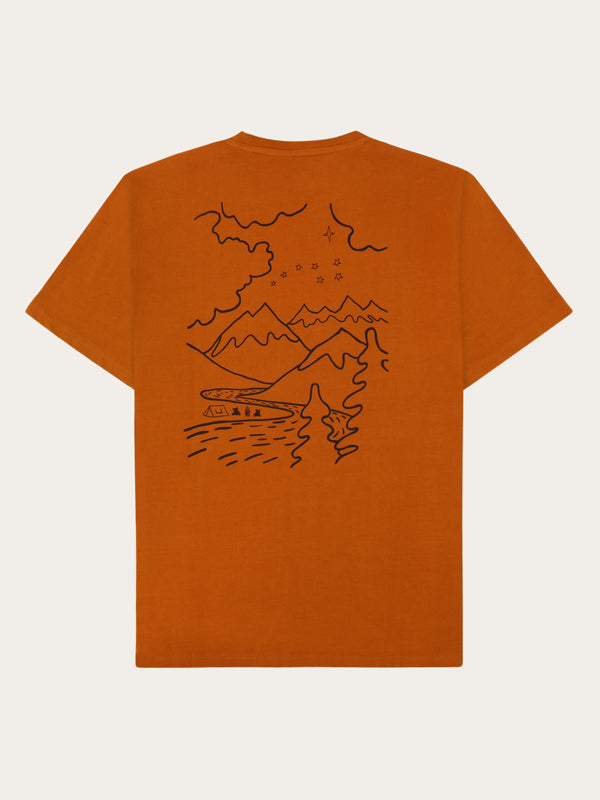 KnowledgeCotton Apparel - MEN Regenerative Organic Cotton Back Print T-Shirt GOTS T-shirts 1485 Pumpkin Spice