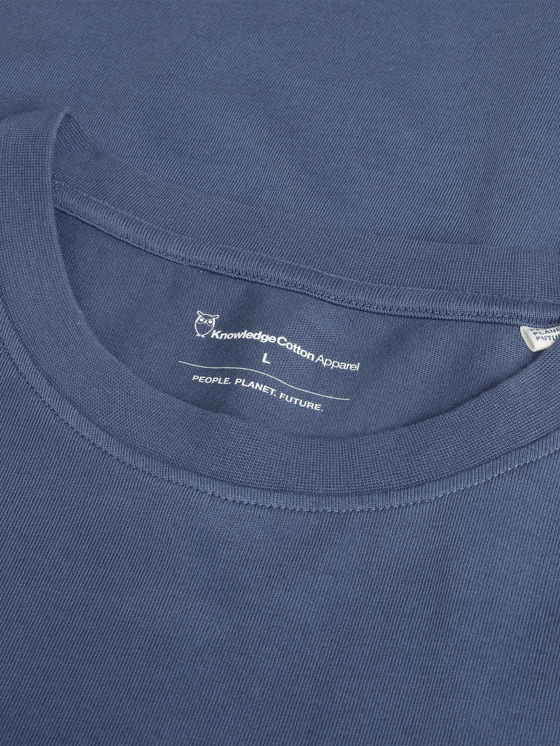 KnowledgeCotton Apparel - MEN Regenerative Organic Cotton Back Printed T-Shirt Water Is Life GOTS/Vegan T-shirts 1226 Vintage Indigo