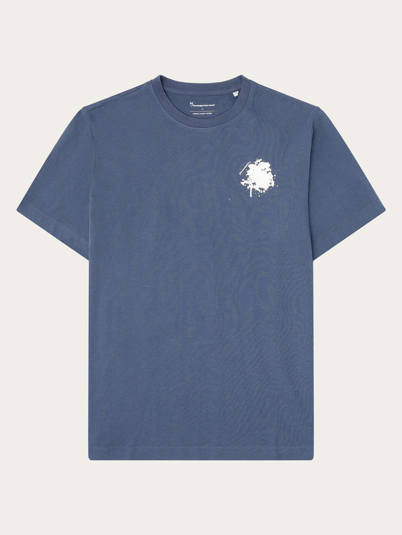 KnowledgeCotton Apparel - MEN Regenerative Organic Cotton Back Printed T-Shirt Water Is Life GOTS/Vegan T-shirts 1226 Vintage Indigo