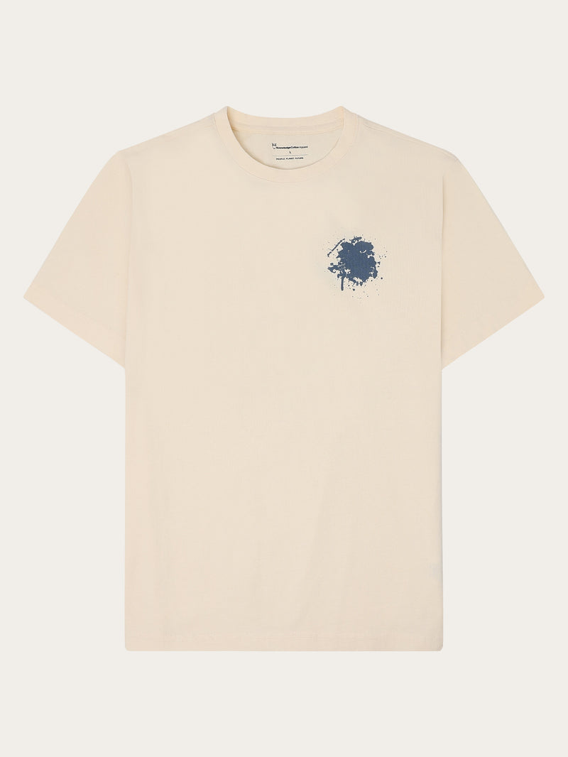 KnowledgeCotton Apparel - MEN Regenerative Organic Cotton Back Printed T-Shirt Water Is Life GOTS/Vegan T-shirts 1387 Egret