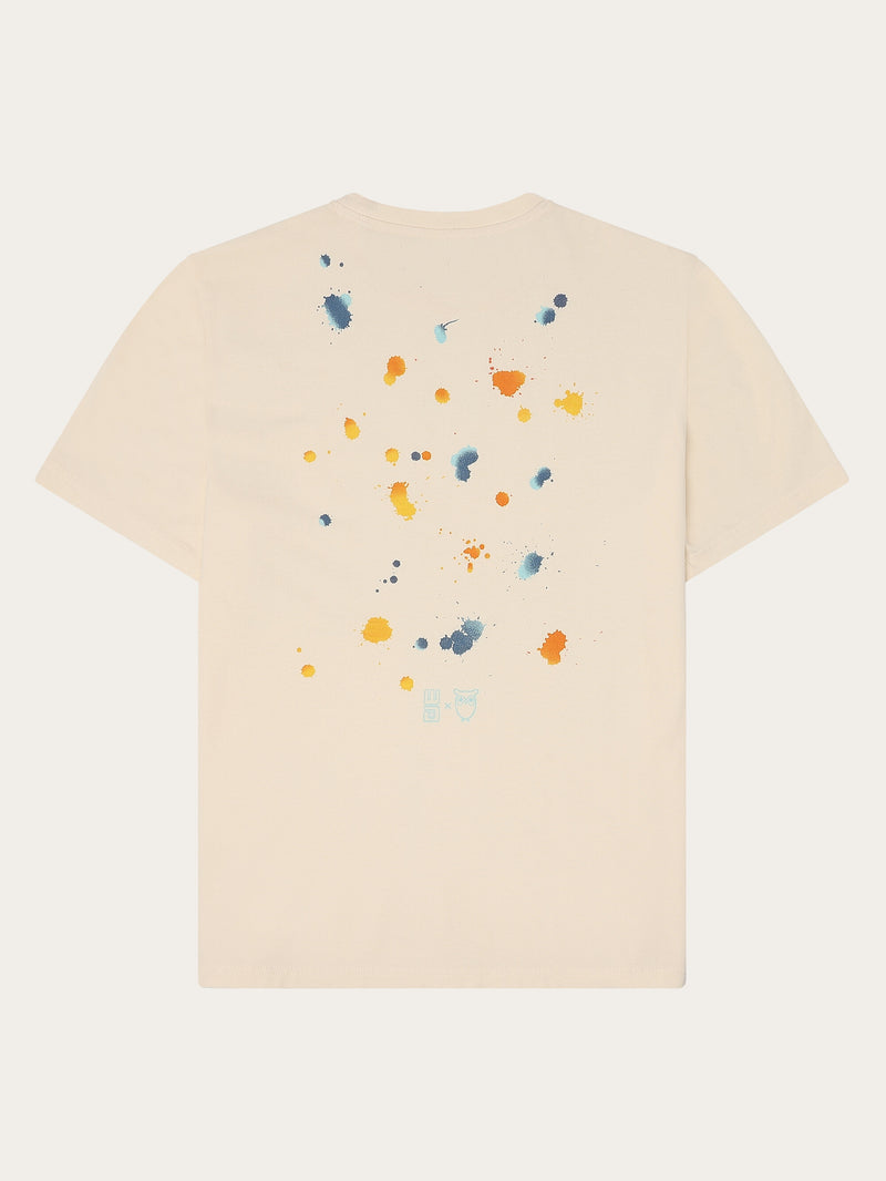 KnowledgeCotton Apparel - MEN Regenerative Organic Cotton Back Printed T-Shirt Water Is Life GOTS/Vegan T-shirts 1387 Egret