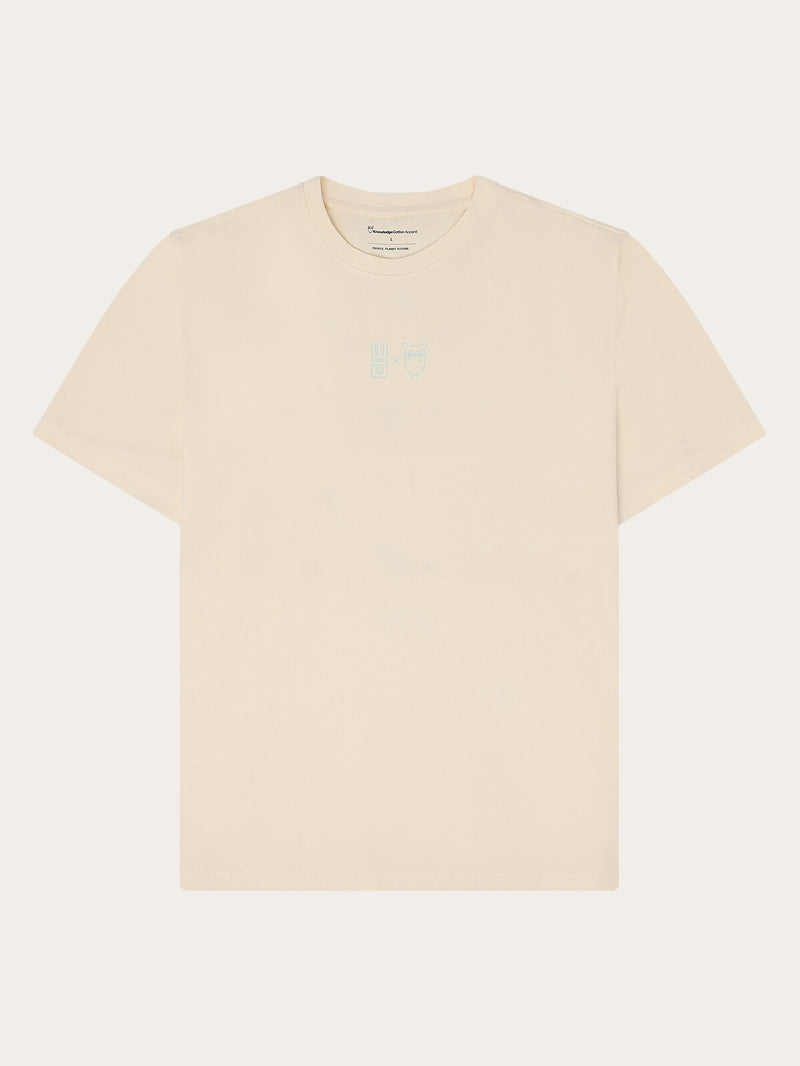 KnowledgeCotton Apparel - MEN Regenerative Organic Cotton Back Printed T-Shirt Water Is Life GOTS/Vegan T-shirts 1387 Egret