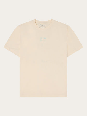 KnowledgeCotton Apparel - MEN Regenerative Organic Cotton Back Printed T-Shirt Water Is Life GOTS/Vegan T-shirts 1387 Egret