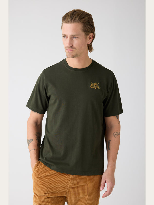 KnowledgeCotton Apparel - MEN Regenerative Organic Cotton Chest Embroidery T-Shirt GOTS T-shirts 1090 Forrest Night