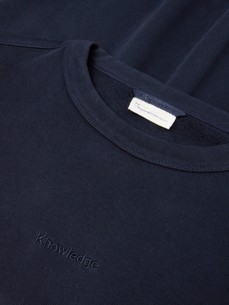 KnowledgeCotton Apparel - MEN Regenerative Organic Cotton Embroidery Crew Neck GOTS/Vegan Sweats 1412 Night Sky