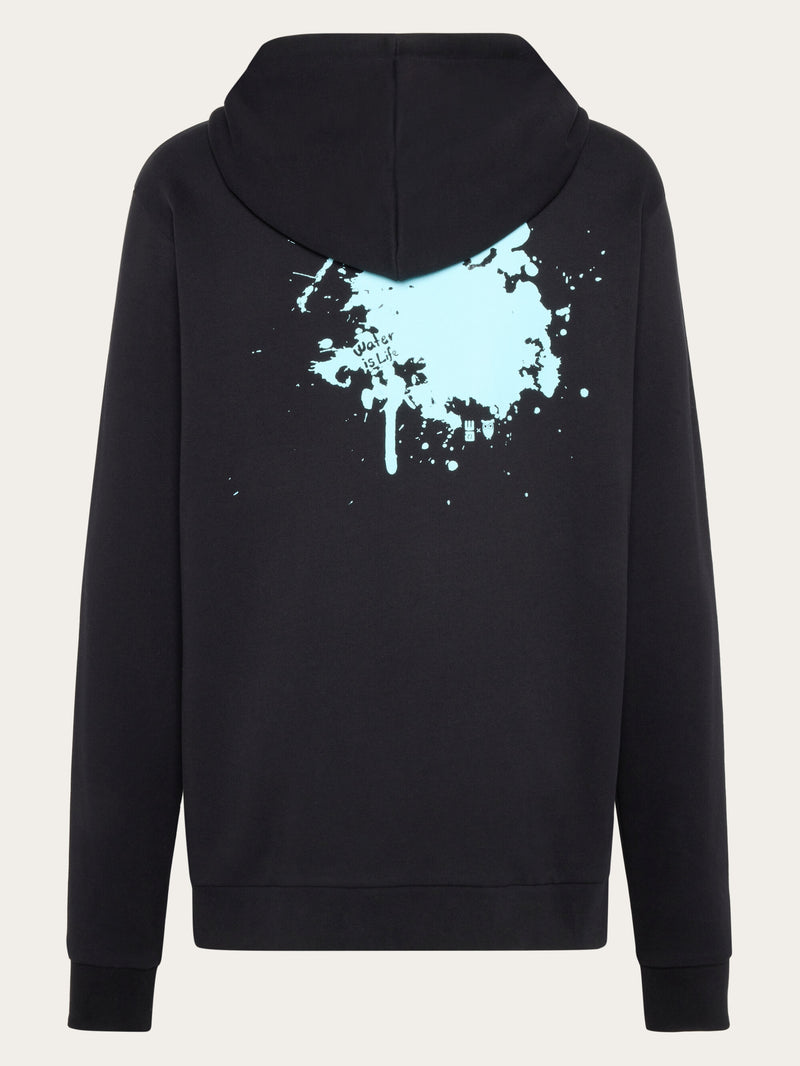 KnowledgeCotton Apparel - MEN Regenerative Organic Cotton Printed Hoodie GOTS/Vegan Sweats 1300 Black Jet