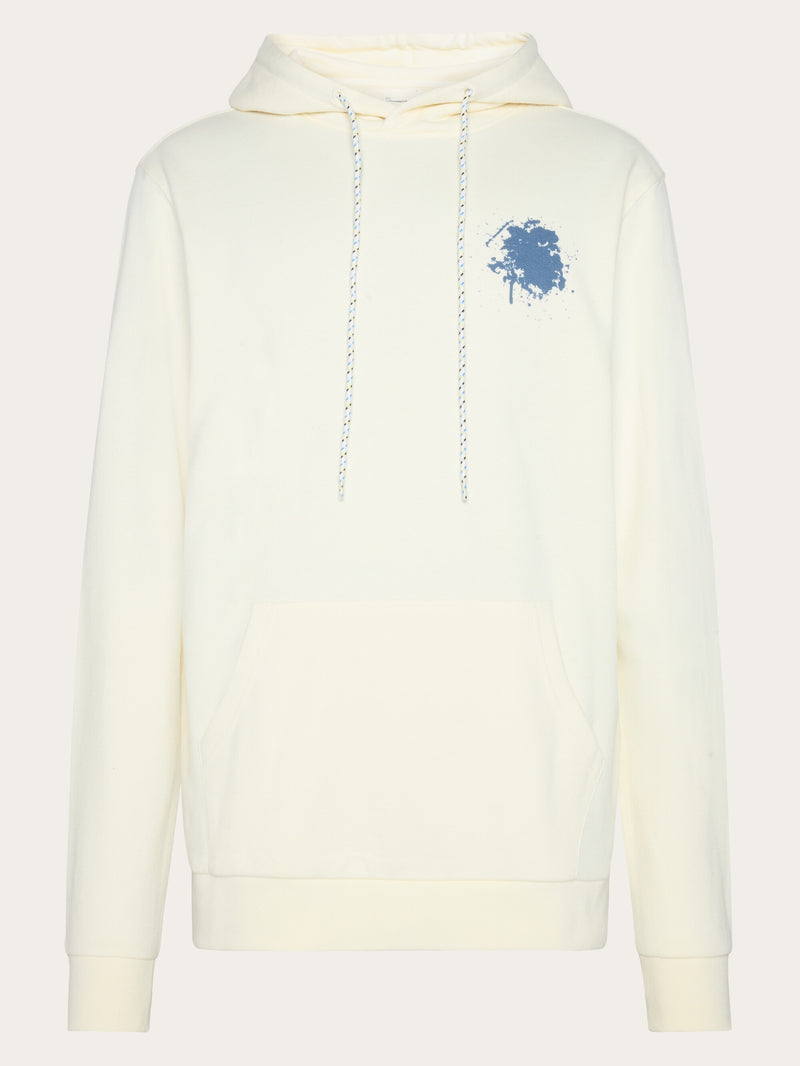 KnowledgeCotton Apparel - MEN Regenerative Organic Cotton Printed Hoodie GOTS/Vegan Sweats 1387 Egret