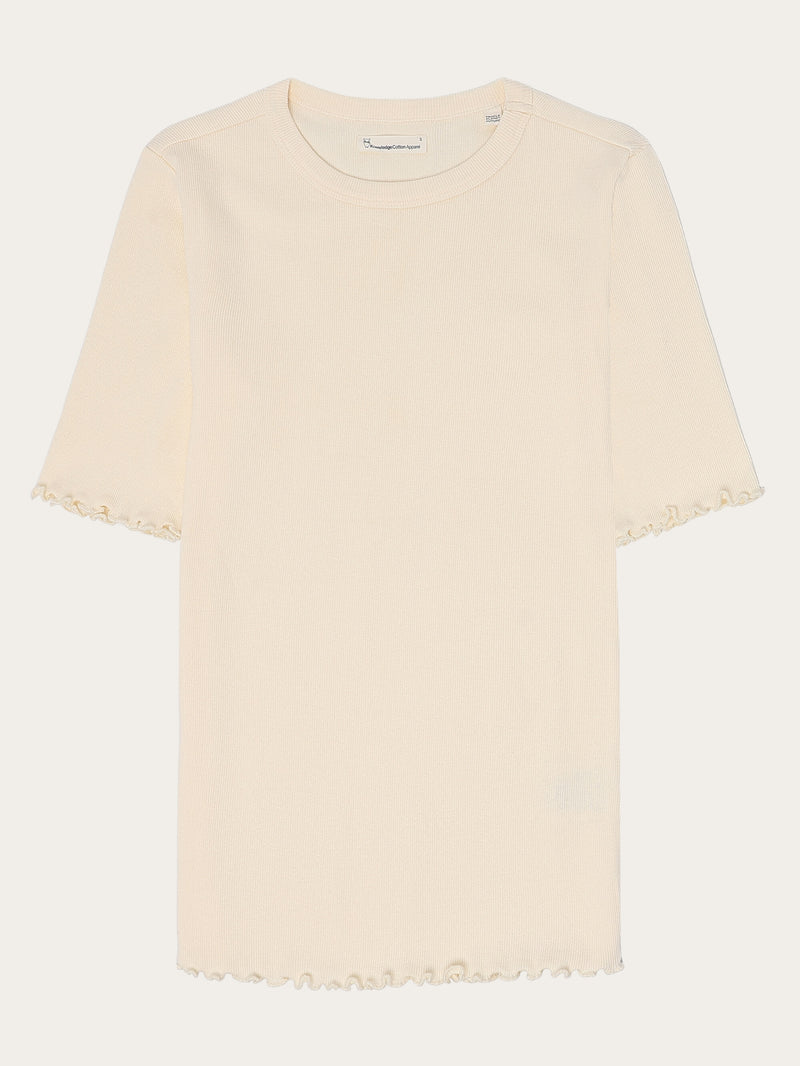 KnowledgeCotton Apparel - WMN Regenerative Organic Cotton Rib T-Shirt GOTS/Vegan T-shirts 1387 Egret