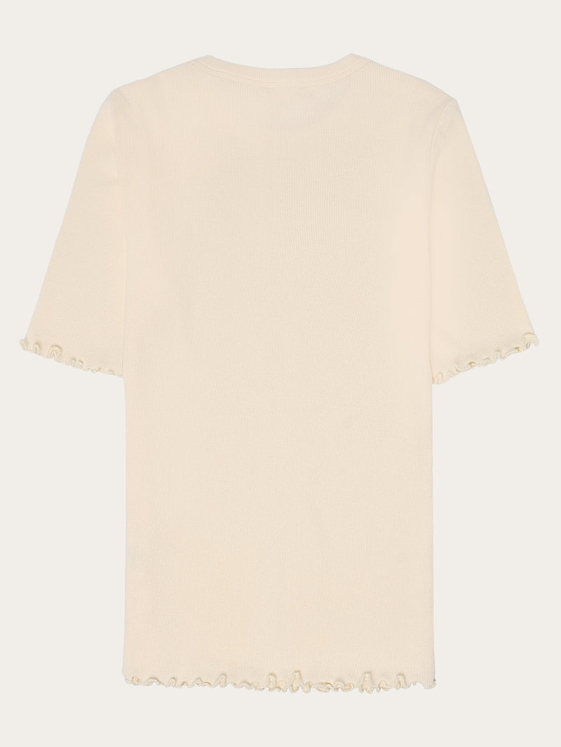 KnowledgeCotton Apparel - WMN Regenerative Organic Cotton Rib T-Shirt GOTS/Vegan T-shirts 1387 Egret