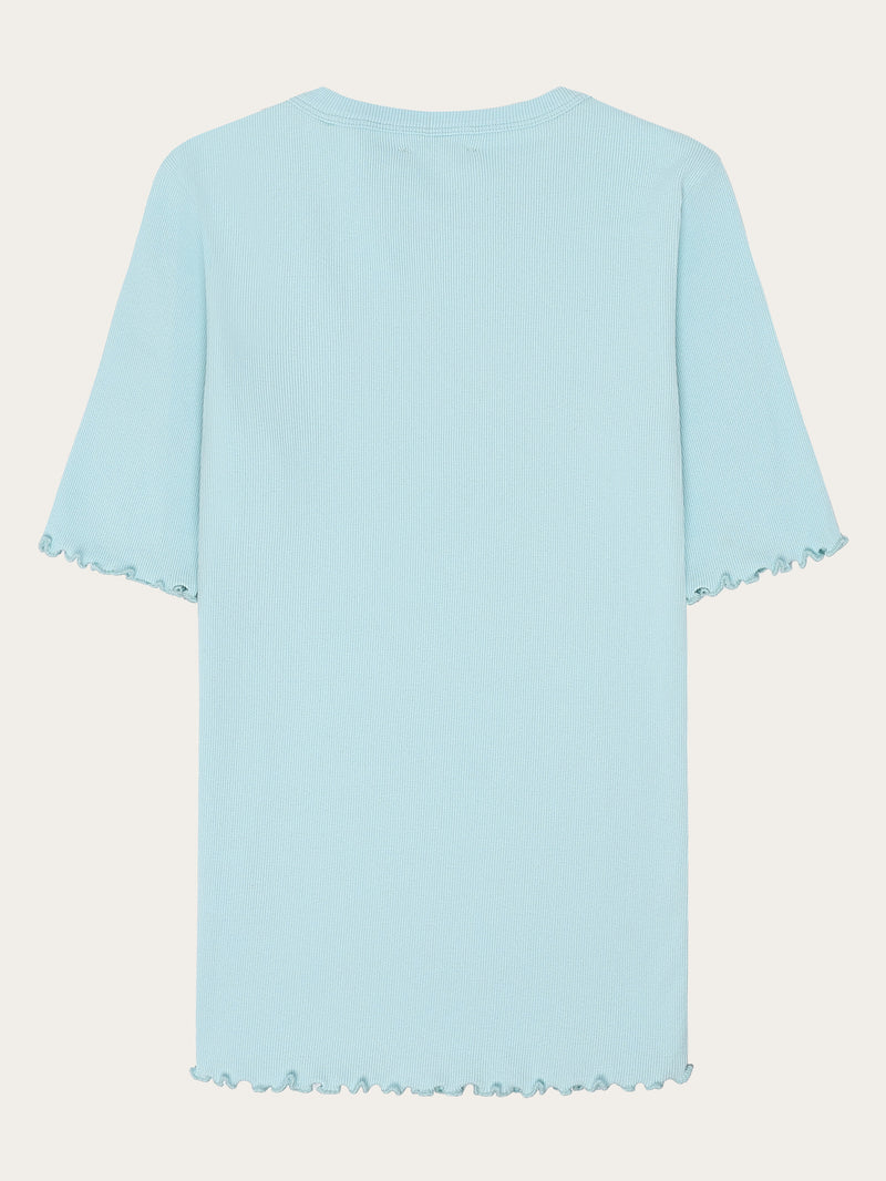 KnowledgeCotton Apparel - WMN Regenerative Organic Cotton Rib T-Shirt GOTS/Vegan T-shirts 1480 Aqua-Esque