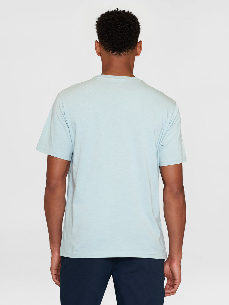 KnowledgeCotton Apparel - MEN Regular big owl front print t-shirt - GOTS/Vegan T-shirts 1436 Gray Mist