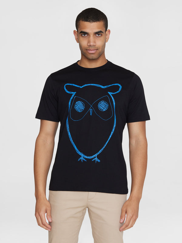 KnowledgeCotton Apparel - MEN Regular big owl front print t-shirt - Regenerative Organic Certified™ - GOTS T-shirts 9992 item color