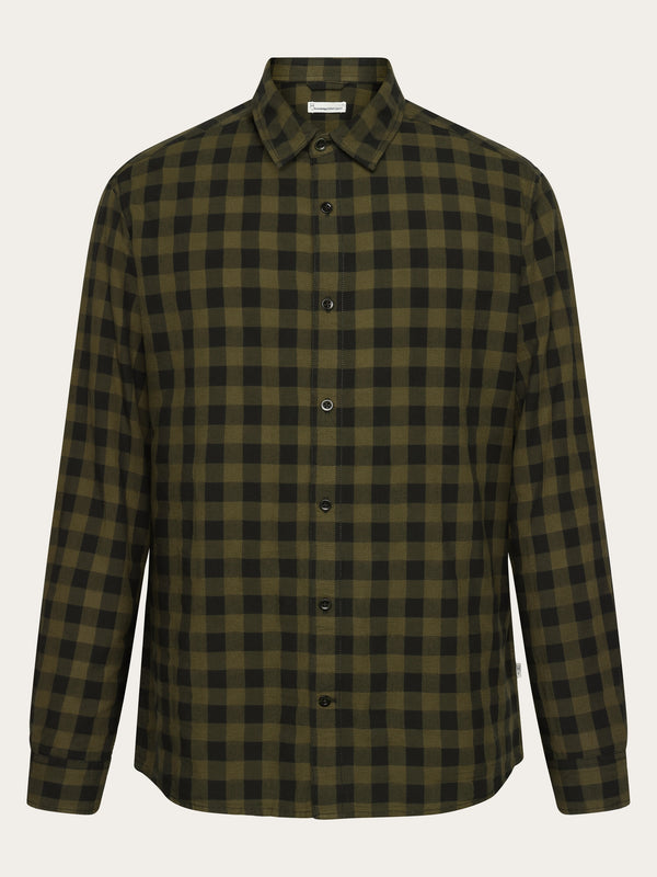 KnowledgeCotton Apparel - MEN Regular checked shirt - GOTS/Vegan Shirts 7023 Green check