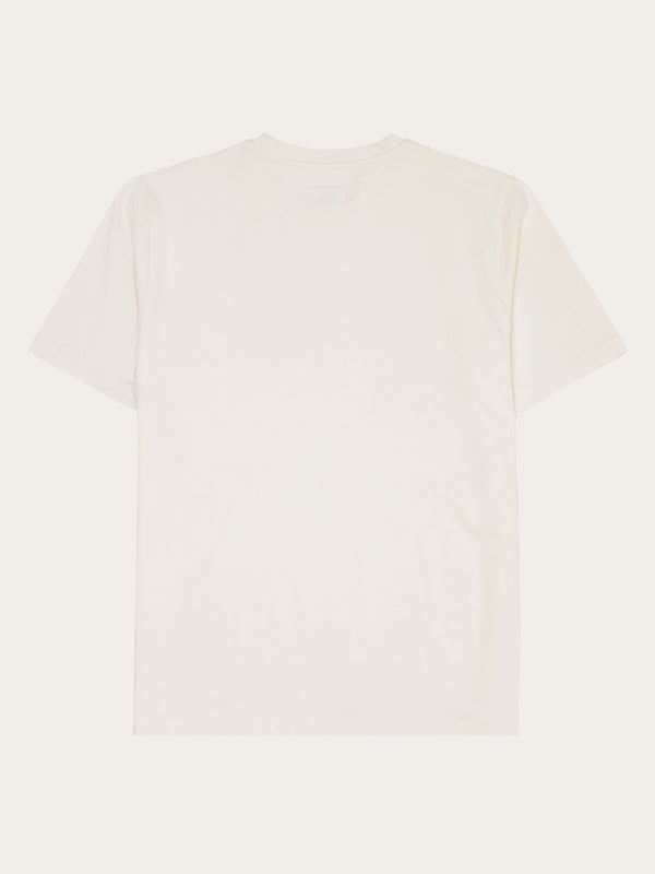 KnowledgeCotton Apparel - UNI Regular drop-shoulder short sleeve heavy single jersey printed t-shirt GOTS/Vegan T-shirts 1387 Egret