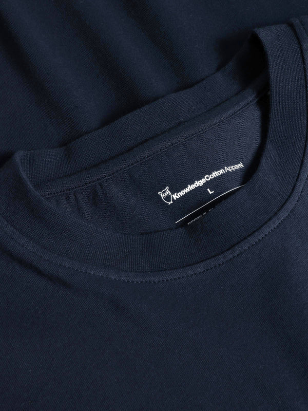 KnowledgeCotton Apparel - UNI Regular drop-shoulder short sleeve heavy single jersey printed t-shirt GOTS/Vegan T-shirts 1412 Night Sky