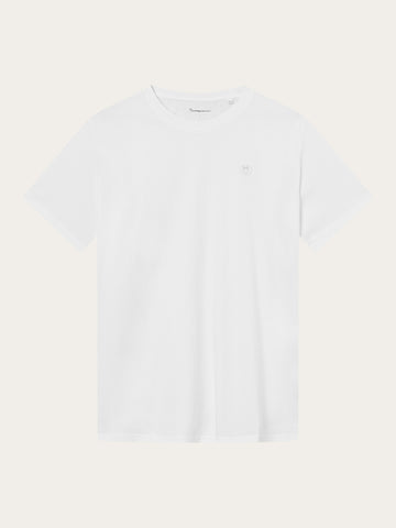 KnowledgeCotton Apparel - MEN Regular fit Badge t-shirt T-shirts 1010 Bright White