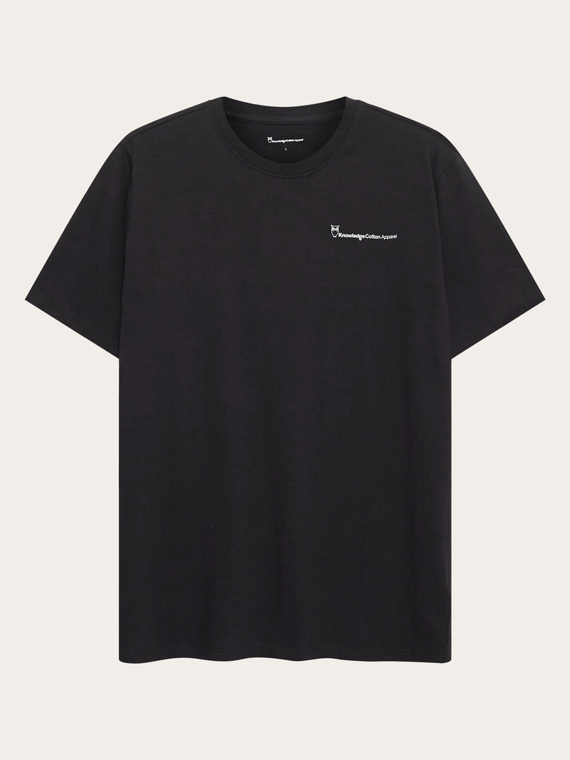KnowledgeCotton Apparel - MEN Regular fit Knowledge back print t-shirt T-shirts 1300 Black Jet