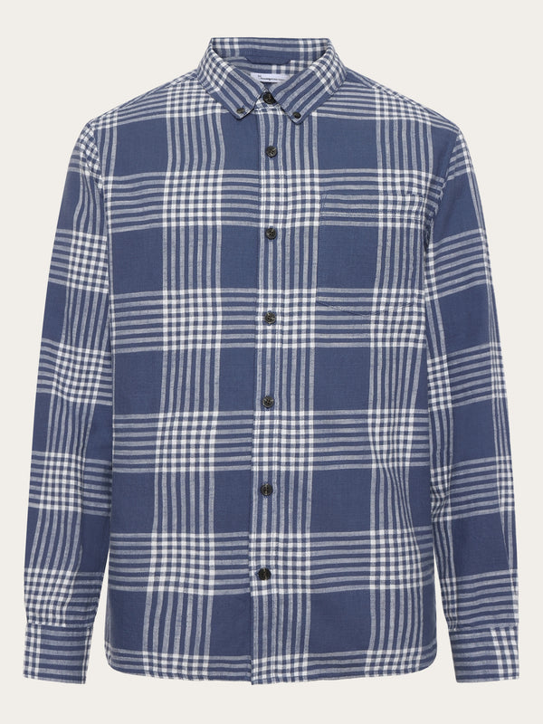 KnowledgeCotton Apparel - MEN Regular fit checkered shirt - GOTS/Vegan Shirts 7021 blue check