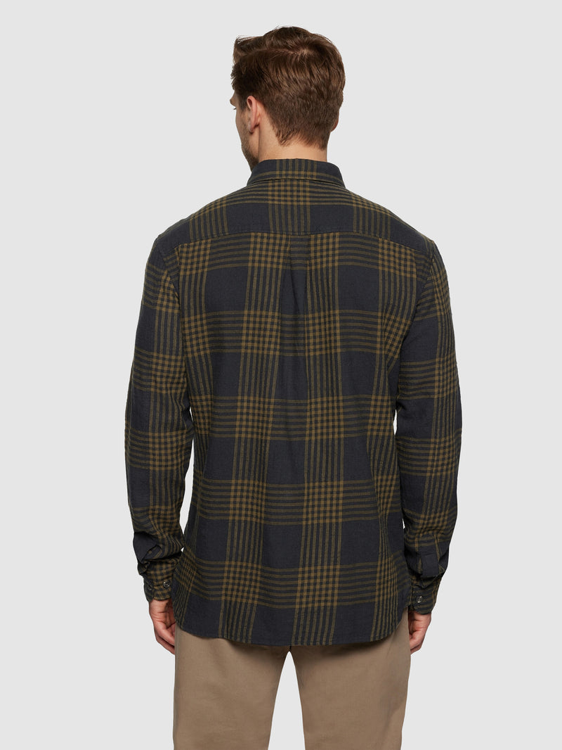KnowledgeCotton Apparel - MEN Regular fit checkered shirt - GOTS/Vegan Shirts 7023 Green check