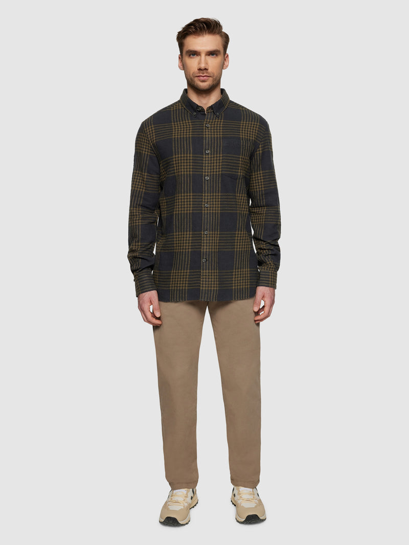 KnowledgeCotton Apparel - MEN Regular fit checkered shirt - GOTS/Vegan Shirts 7023 Green check