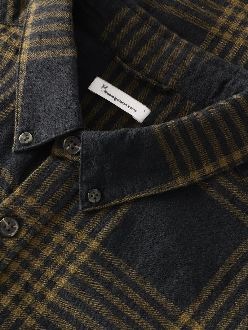 KnowledgeCotton Apparel - MEN Regular fit checkered shirt - GOTS/Vegan Shirts 7023 Green check
