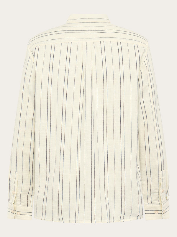 KnowledgeCotton Apparel - MEN Regular fit checkered shirt - GOTS/Vegan Shirts 8020 White stripe