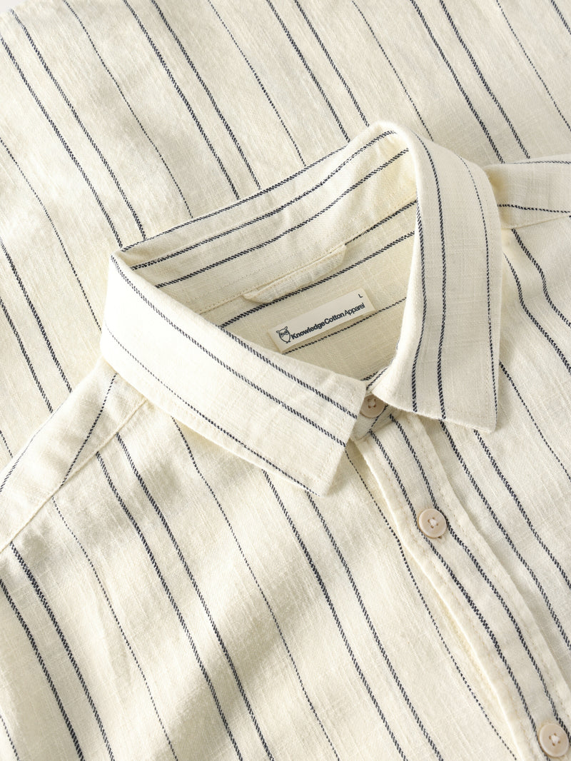 KnowledgeCotton Apparel - MEN Regular fit checkered shirt - GOTS/Vegan Shirts 8020 White stripe