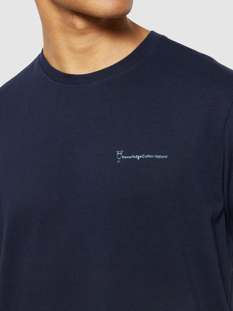 KnowledgeCotton Apparel - MEN Regular fit chill camp back print t-shirt - Regenerative Organic Certified® - GOTS/Vegan T-shirts 1412 Night Sky
