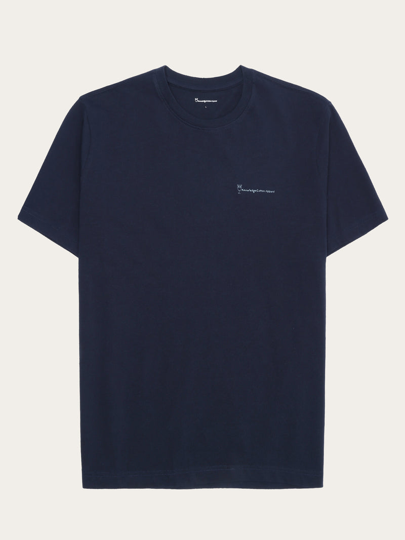 KnowledgeCotton Apparel - MEN Regular fit chill camp back print t-shirt - Regenerative Organic Certified® - GOTS/Vegan T-shirts 1412 Night Sky