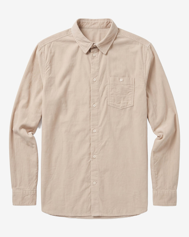 KnowledgeCotton Apparel - MEN Regular fit corduroy shirt Shirts 1228 Light feather gray