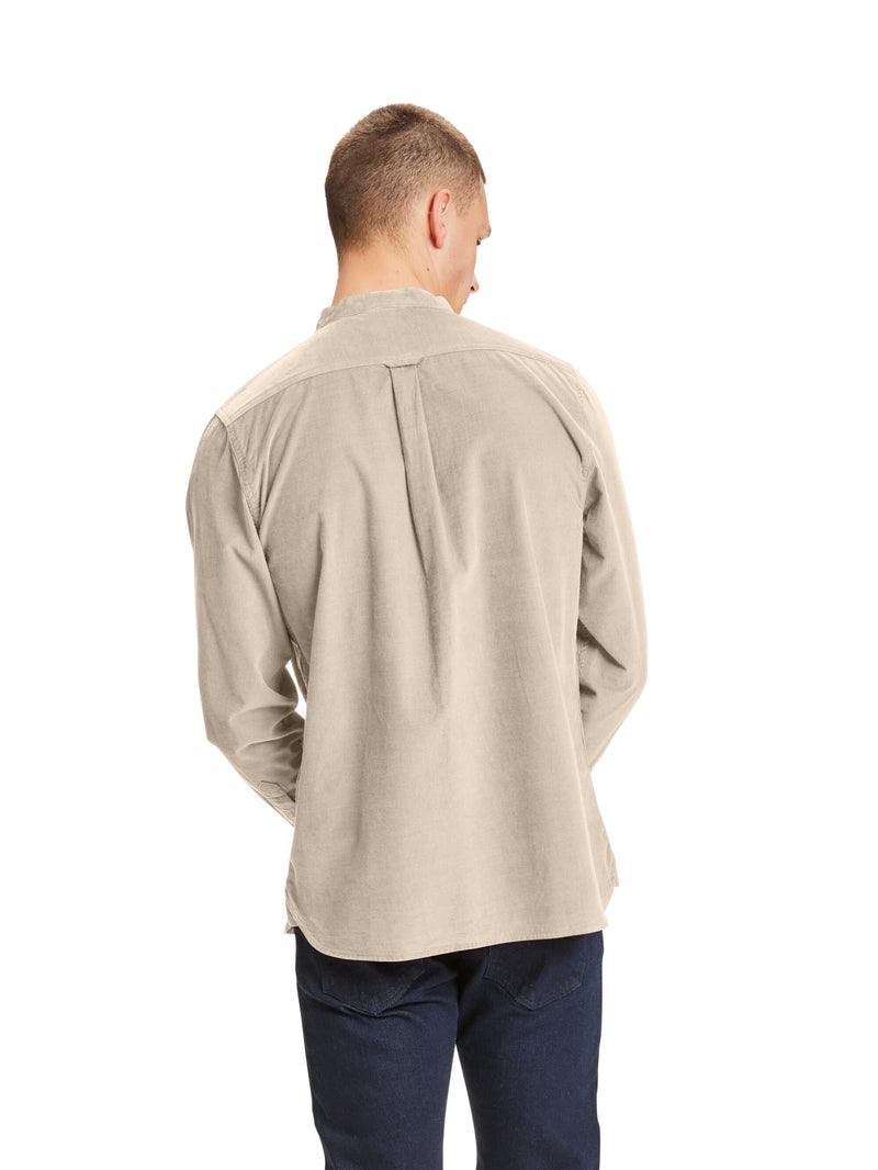 KnowledgeCotton Apparel - MEN Regular fit corduroy strand collar shirt Shirts 1228 Light feather gray