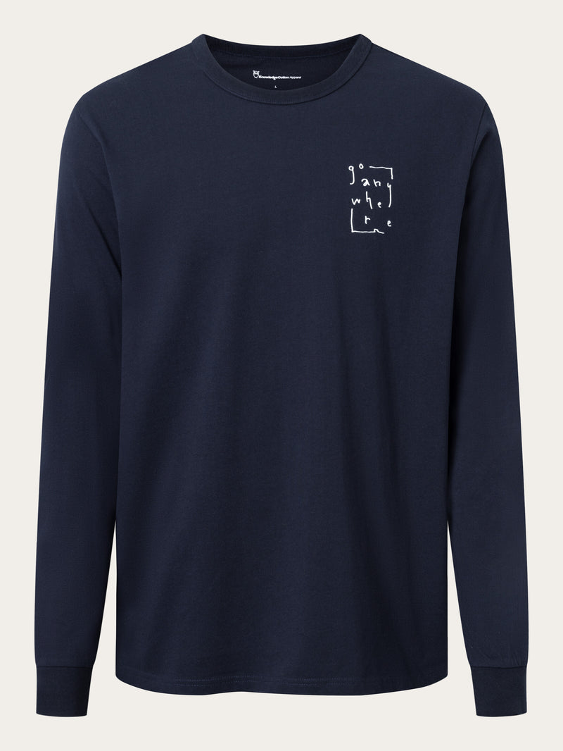 KnowledgeCotton Apparel - MEN Regular fit long sleeve with chest print Long Sleeves 1412 Night Sky
