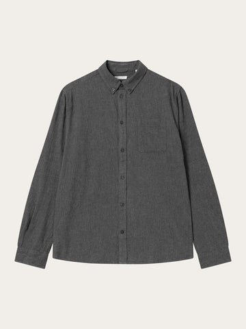 KnowledgeCotton Apparel - MEN Regular fit melangé flannel shirt Shirts 1073 Dark Grey Melange
