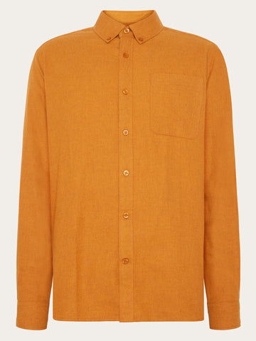 KnowledgeCotton Apparel - MEN Regular fit melangé flannel shirt Shirts 1485 Pumpkin Spice