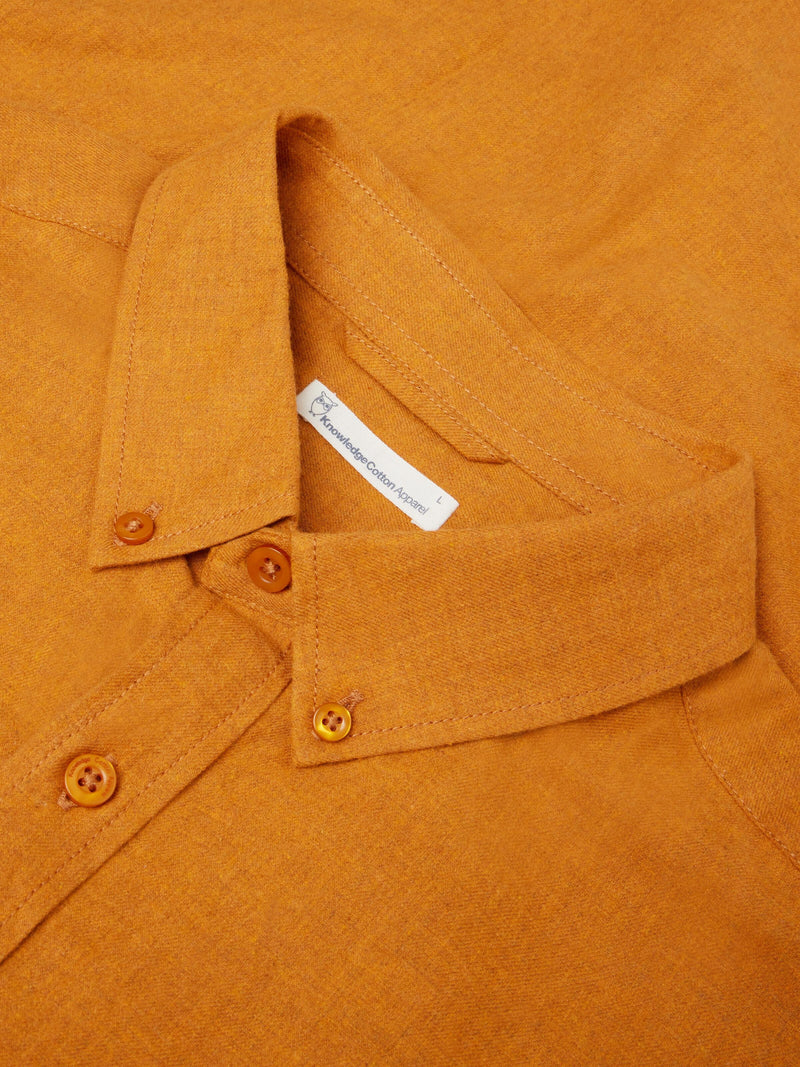 KnowledgeCotton Apparel - MEN Regular fit melangé flannel shirt Shirts 1485 Pumpkin Spice