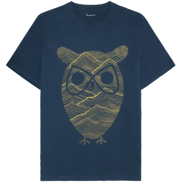 KnowledgeCotton Apparel - YOUNG Regular fit mountain t-shirt - Regenerative Organic Certified® - GOTS/Vegan T-shirts 1001 Total Eclipse