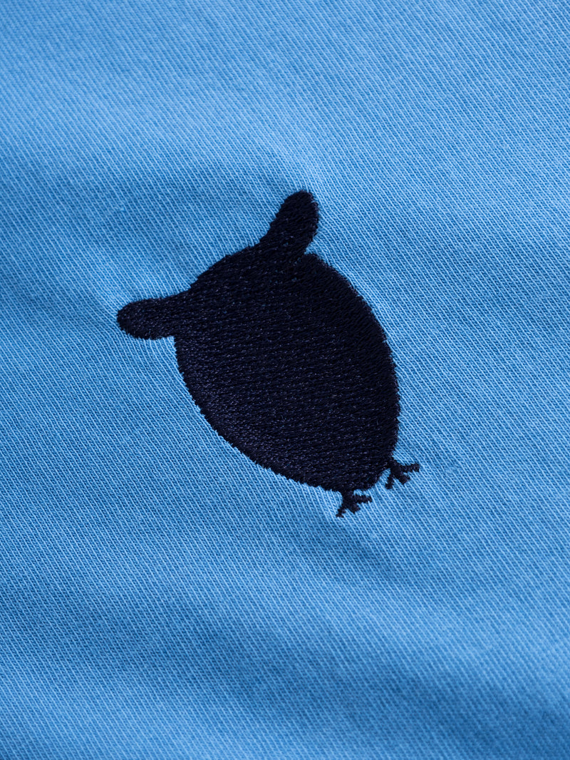 KnowledgeCotton Apparel - MEN Regular fit owl chest embroidery t-shirt T-shirts 1393 Azure Blue