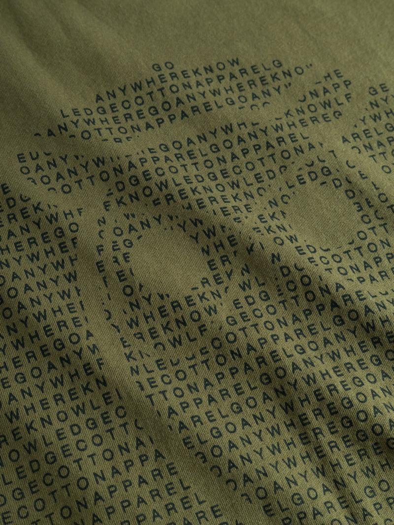 KnowledgeCotton Apparel - MEN Regular fit owl chest print T-shirts 1100 Dark Olive