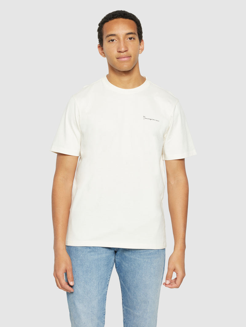 KnowledgeCotton Apparel - MEN Regular fit owl trip print t-shirt - Regenerative Organic Certified® - GOTS/Vegan T-shirts 1387 Egret